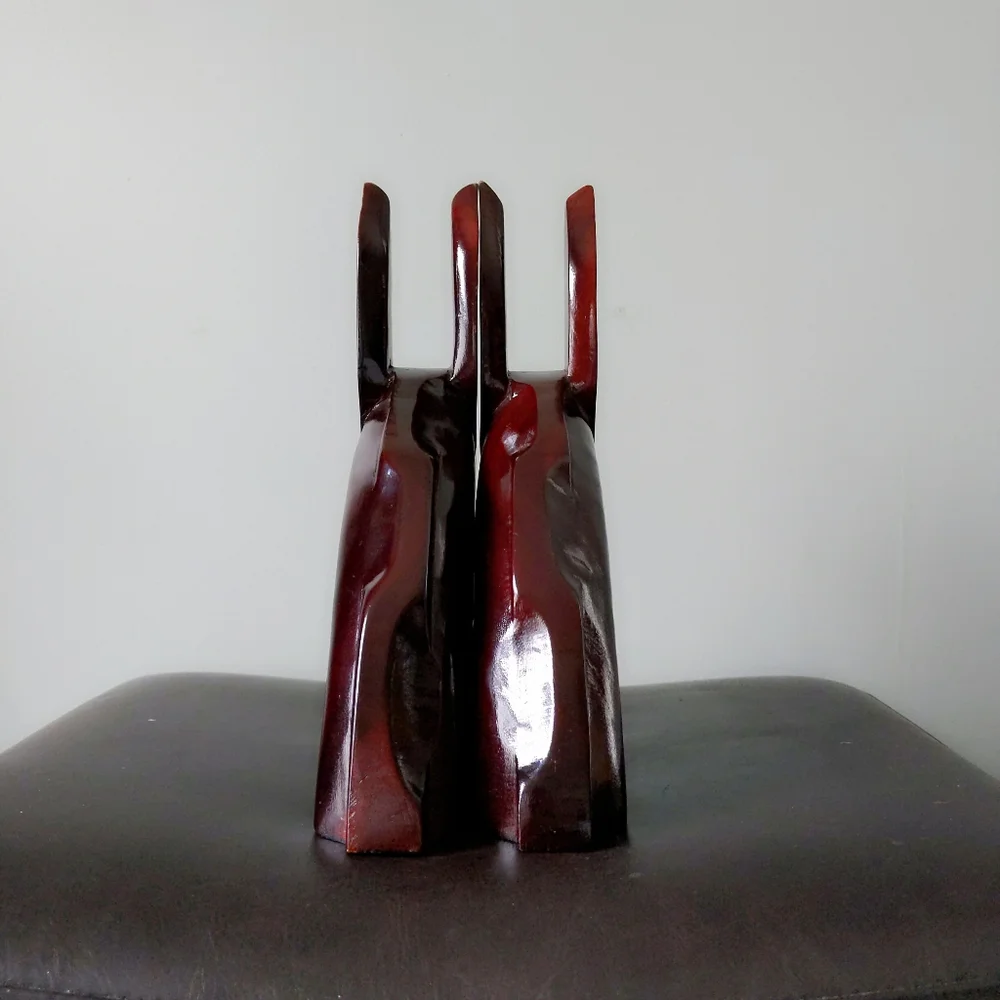 Rare! Vintage Mid-Century Carved San Juan PR Mahogany Wood Donkey Bookends
